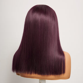 𝑼𝒘𝒂𝒗𝒚 𝑷𝒓𝒆𝒎𝒊𝒖𝒎 𝑳𝒊𝒏𝒆 Soyeux Glueless Couleur Pourpre Foncé 5x5 Nœuds Blanchis Bob Perruque Sans Colle Lisse
