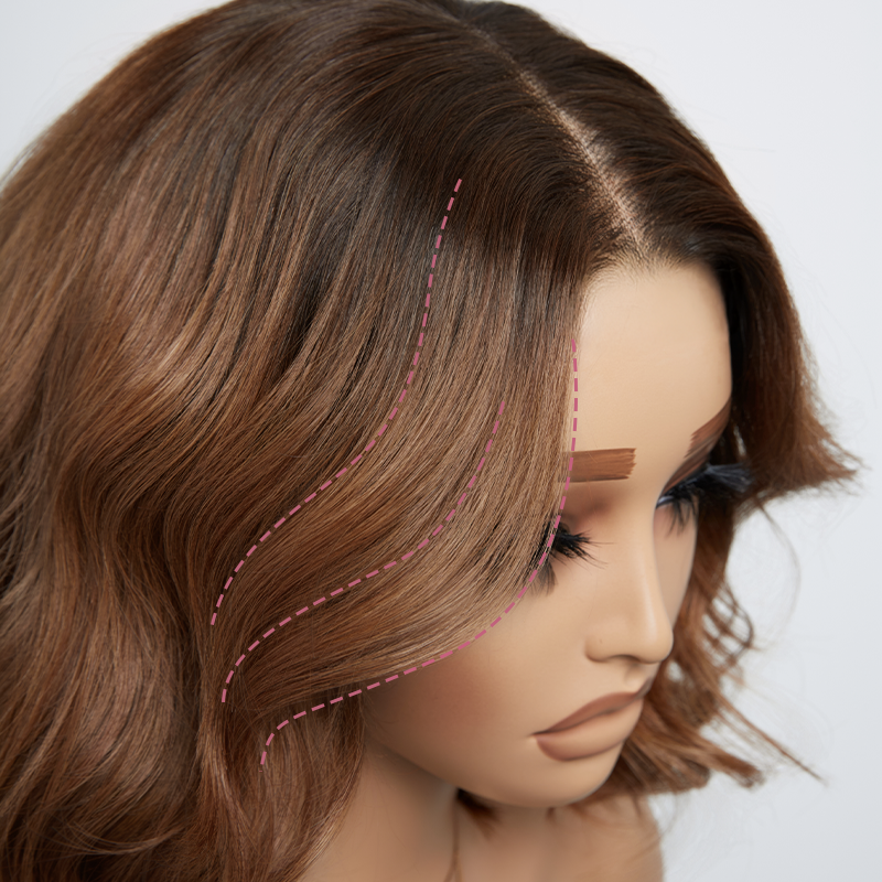 𝑼𝒘𝒂𝒗𝒚 𝑷𝒓𝒆𝒎𝒊𝒖𝒎 𝑳𝒊𝒏𝒆 Glueless Bob Ombre Marron 4×4 Perruque Sans Colle Ondulé Cheveux Humains