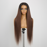 𝑼𝒘𝒂𝒗𝒚 𝑷𝒓𝒆𝒎𝒊𝒖𝒎 𝑳𝒊𝒏𝒆 Séparation Libre Glueless Couleur Ombre Brun 13x4 Perruque Sans Colle Lisse 250% Densité