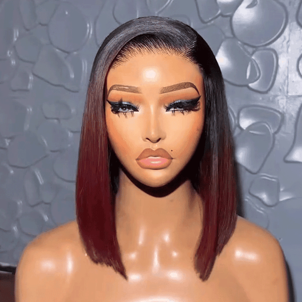 𝑼𝒘𝒂𝒗𝒚 𝑷𝒓𝒆𝒎𝒊𝒖𝒎 𝑳𝒊𝒏𝒆 Glueless Dégradé De Couleur 99J Bob 5x5 Perruque Sans Colle Wear Go Lisse