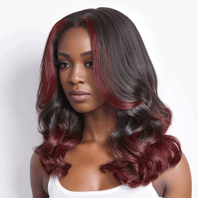 9x6 Glueless Rouge Foncé Highlight Perruque Sans Colle Loose Wave