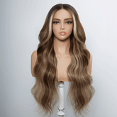 Brillance Naturelle Glueless 13×4 Highlight Perruque Sans Colle Ondulé 250% Densité