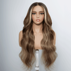Brillance Naturelle Glueless 13×4 Highlight Perruque Sans Colle Ondulé 250% Densité