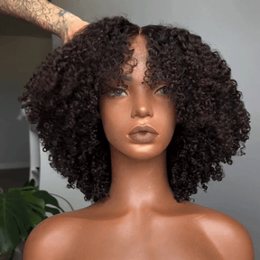 𝑼𝒘𝒂𝒗𝒚 𝑷𝒓𝒆𝒎𝒊𝒖𝒎 𝑳𝒊𝒏𝒆 3s Ease Go Glueless 4x4 Doux Crépus Bouclés Bob Noir Perruque
