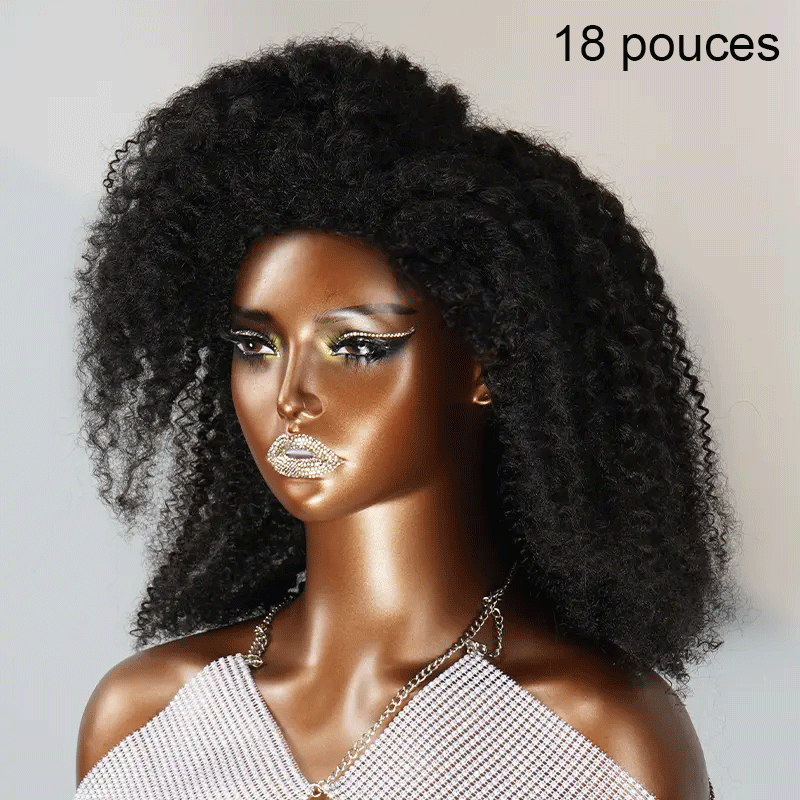 13x4 Glueless Kinky Curly Perruque Sans Colle  Frontale Wig 2 Styles