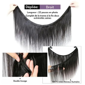 Extensions cheveux humains faisceaux droits