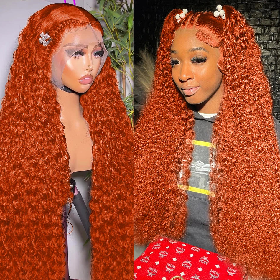 13x4 Ginger Lace Front Perruques Cheveux Humains Brésilienne Deep Curly