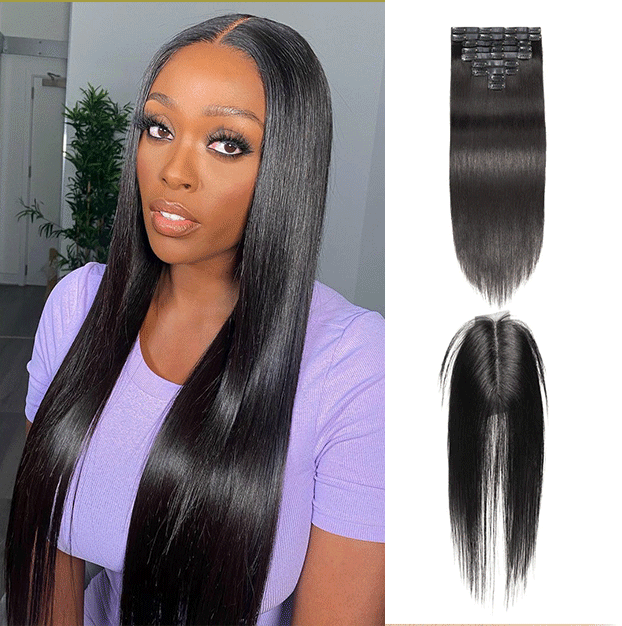 Lisse Extensions Cheveux Clipser En Vrais Cheveux Humains Couleur Naturelle Pour Toutes Les Occasions