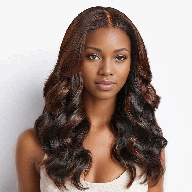 9x6 Glueless Peekaboo Bronze Marron Perruque Sans Colle Lâches Body Wave