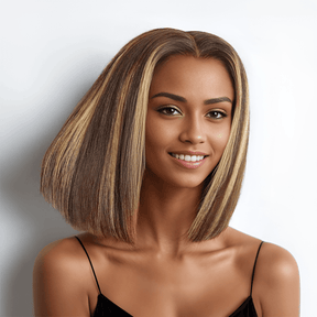 𝑼𝒘𝒂𝒗𝒚 𝑷𝒓𝒆𝒎𝒊𝒖𝒎 𝑳𝒊𝒏𝒆 13x4 Guleless Perruque Soyeuses Couche Bob Mèches Blondes Miel Lisse