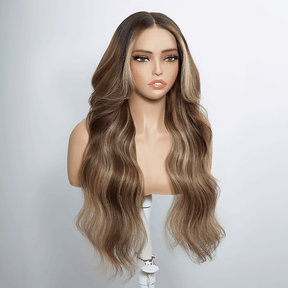 Brillance Naturelle Glueless 13×4 Highlight Perruque Sans Colle Ondulé 250% Densité
