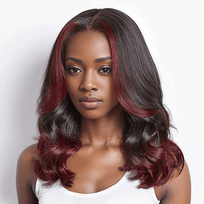 9x6 Glueless Rouge Foncé Highlight Perruque Sans Colle Loose Wave