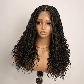 𝑼𝒘𝒂𝒗𝒚 𝑷𝒓𝒆𝒎𝒊𝒖𝒎 𝑳𝒊𝒏𝒆 Perruque Tressée Bohème En Dentelle Intégrale Avec Cheveux Bébé Synthétique 300% Densité