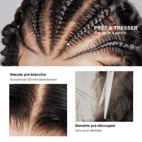 13x4 Glueless Perruque Pré-tressée Sans Colle Jerry Curly Bob