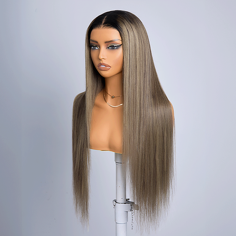 Fascinante Glueless Ombre Highlight 13x4 Perruque Sans Colle Lisse 250% Densité