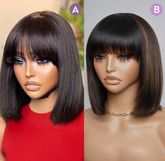 𝟐 𝐅𝐎𝐑 €99💥Diverses Combinaisons Glueless Perruque Noir/Chocolat/99J Frange Bob Lisse