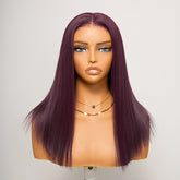𝑼𝒘𝒂𝒗𝒚 𝑷𝒓𝒆𝒎𝒊𝒖𝒎 𝑳𝒊𝒏𝒆 Soyeux Glueless Couleur Pourpre Foncé 5x5 Nœuds Blanchis Bob Perruque Sans Colle Lisse