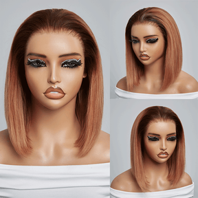 𝑼𝒘𝒂𝒗𝒚 𝑷𝒓𝒆𝒎𝒊𝒖𝒎 𝑳𝒊𝒏𝒆 Séparation Libre Glueless 13×4 Bob Ombre Gingembre Lisse Perruque Sans Colle