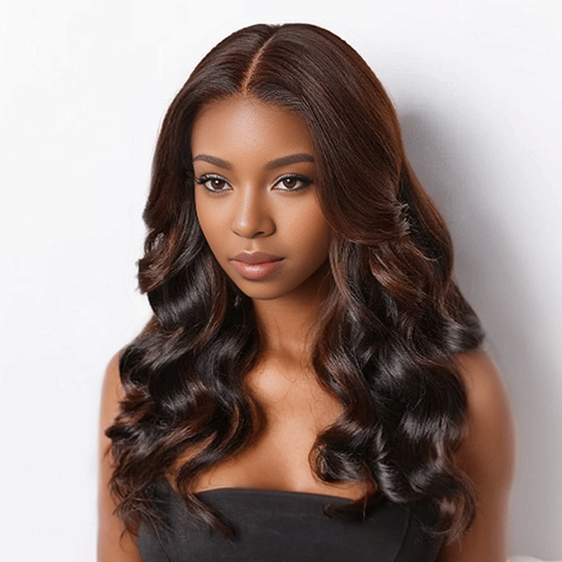 9x6 Glueless Peekaboo Bronze Marron Perruque Sans Colle Lâches Body Wave