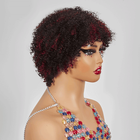 Glueless Afro Kinky Curly Courte Bob Perruque Pixie Sans Colle