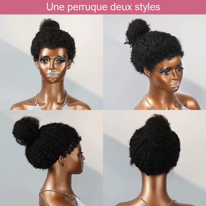 13x4 Glueless Kinky Curly Perruque Sans Colle  Frontale Wig 2 Styles