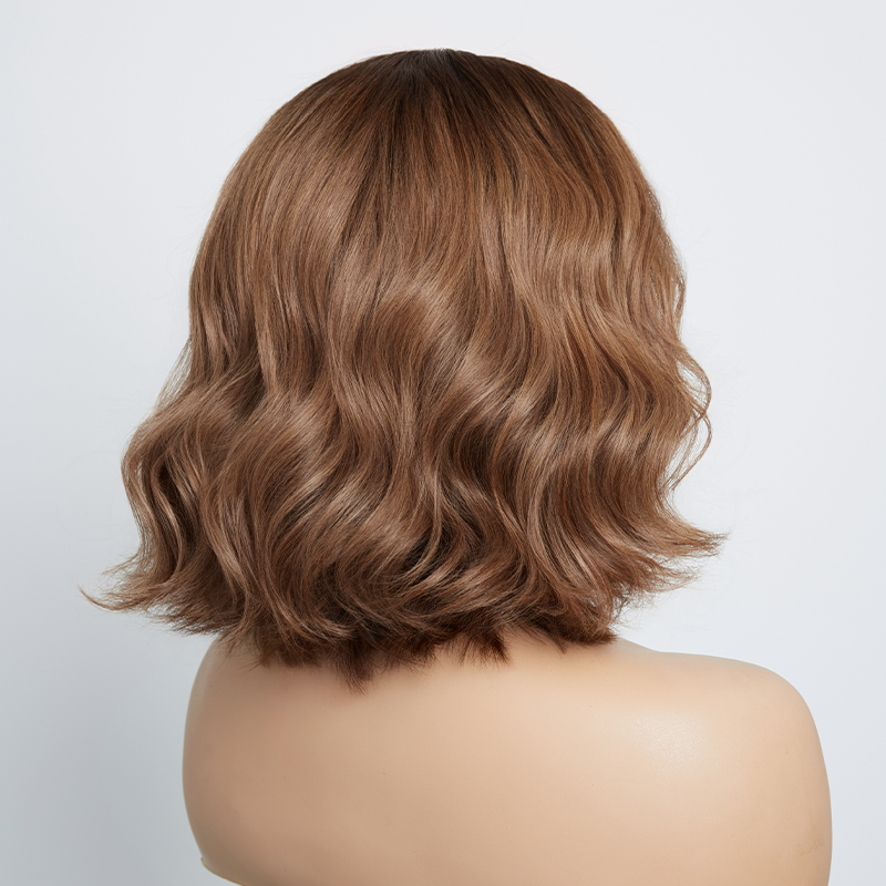 𝑼𝒘𝒂𝒗𝒚 𝑷𝒓𝒆𝒎𝒊𝒖𝒎 𝑳𝒊𝒏𝒆 Glueless Bob Ombre Marron 4×4 Perruque Sans Colle Ondulé Cheveux Humains