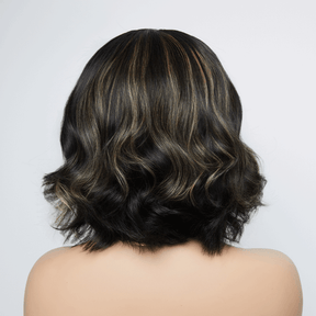 𝑼𝒘𝒂𝒗𝒚 𝑷𝒓𝒆𝒎𝒊𝒖𝒎 𝑳𝒊𝒏𝒆 Confort Glueless Highlight Blonds 7x4 Bob Ondulé Perruque Sans Colle