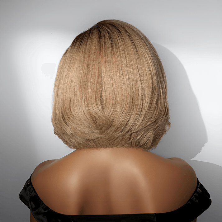 𝑼𝒘𝒂𝒗𝒚 𝑷𝒓𝒆𝒎𝒊𝒖𝒎 𝑳𝒊𝒏𝒆 Boucles Naturelle Guleless 13x4 Perruque Couleur Blond Cendré Ombre Pré-Coupée Bob Ondulé