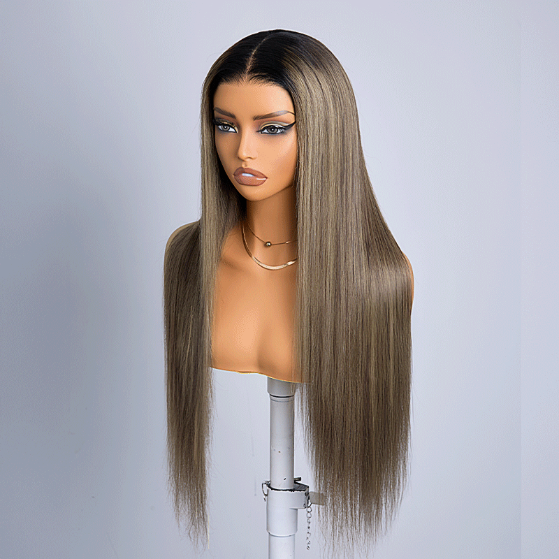 Fascinante Glueless Ombre Highlight 13x4 Perruque Sans Colle Lisse 250% Densité