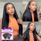 𝑼𝒘𝒂𝒗𝒚 𝑷𝒓𝒆𝒎𝒊𝒖𝒎 𝑳𝒊𝒏𝒆 Perruque Bandeau Perruque Brésilienne Cheveux Humains Straight（Envoyer un ruban de style aléatoire）