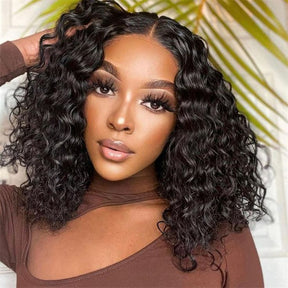 𝐏𝐫𝐞̂𝐭 𝐞𝐧 𝟐𝟒𝐡⚡Avant Tout Facile Entretenir 4x4 13x4 Dentelle Noir Couleur Perruque Bob Deep Wave Cheveux Humains