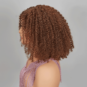 9x6 Glueless Brun Chocolat Bob Kinky Curly Perruque Sans Colle