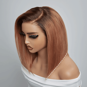 𝑼𝒘𝒂𝒗𝒚 𝑷𝒓𝒆𝒎𝒊𝒖𝒎 𝑳𝒊𝒏𝒆 Séparation Libre Glueless 13×4 Bob Ombre Gingembre Lisse Perruque Sans Colle