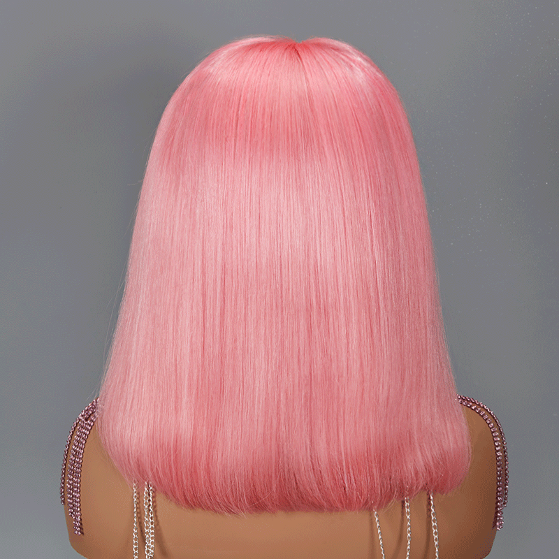 13x4 Bob Perruque Couleur Rose Dentelle Frontal Cheveux Humains