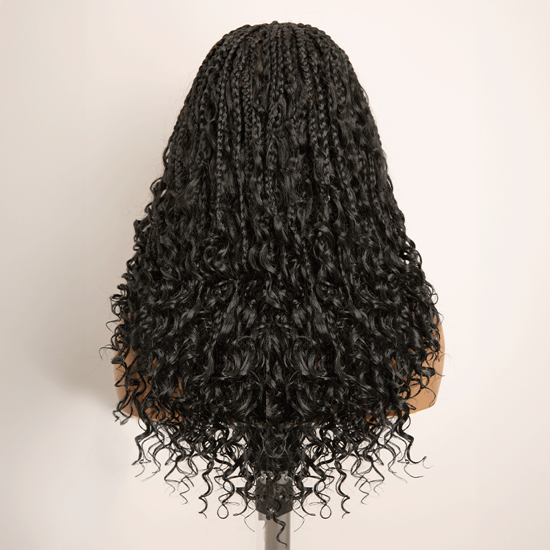 𝑼𝒘𝒂𝒗𝒚 𝑷𝒓𝒆𝒎𝒊𝒖𝒎 𝑳𝒊𝒏𝒆 Perruque Tressée Bohème En Dentelle Intégrale Avec Cheveux Bébé Synthétique 300% Densité