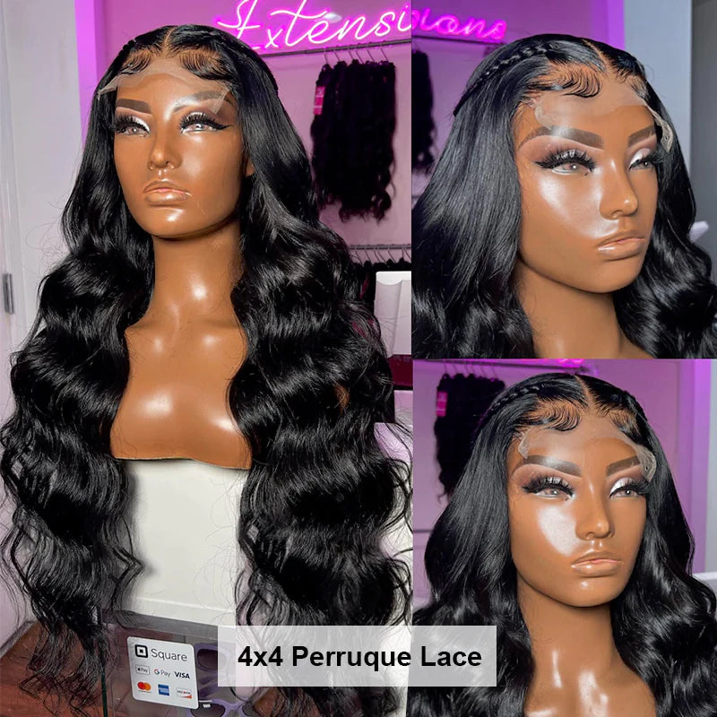 4x4 Lace Closure Perruques Cheveux Humains Brésilienne Body Wave - Uwavy