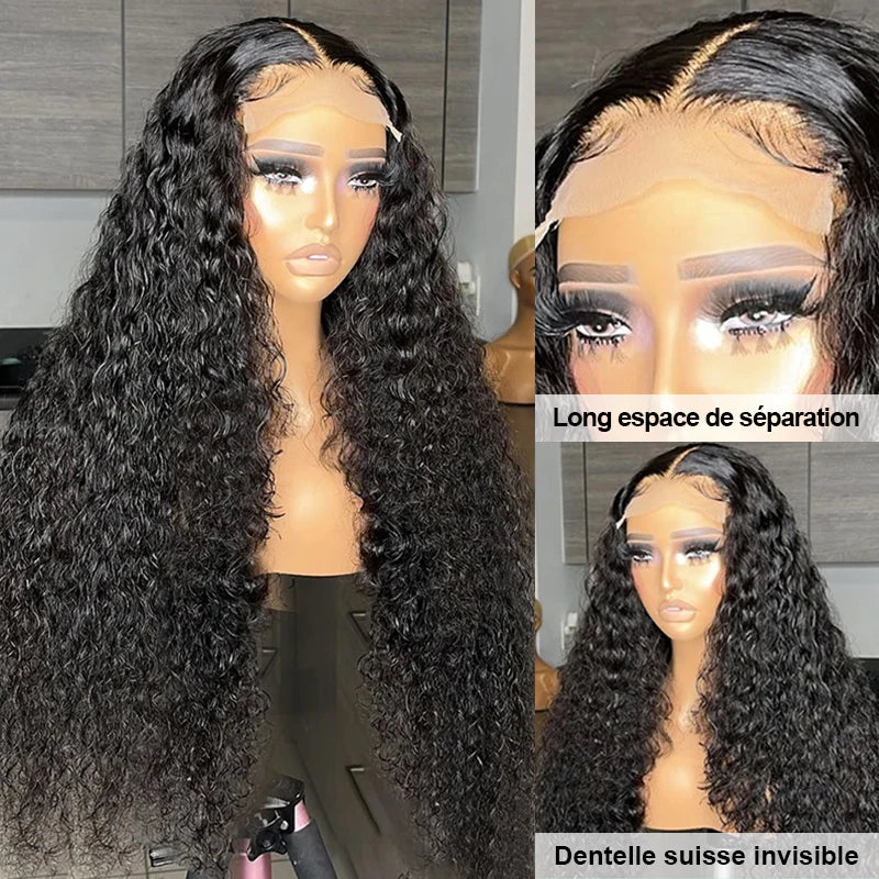 4x4 Lace Closure Perruques Cheveux Humains Brésilienne Deep Curly - Uwavy