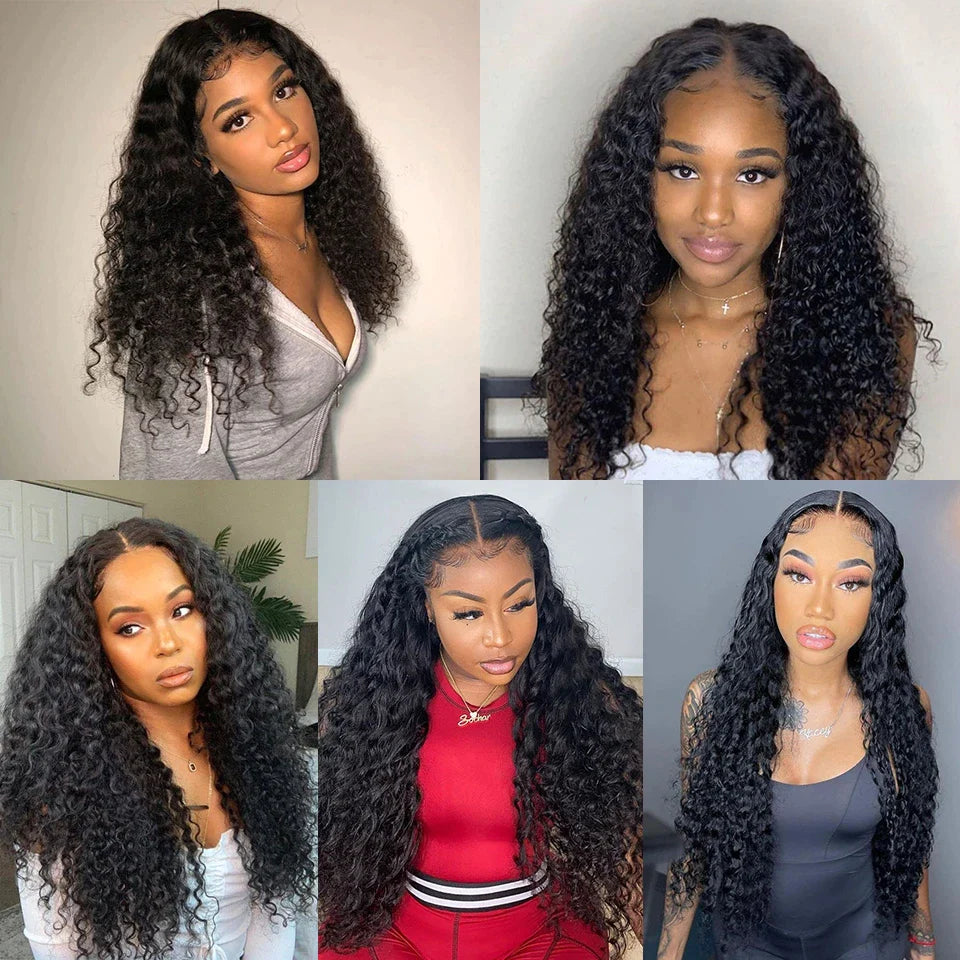 4x4 Lace Closure Perruques Cheveux Humains Brésilienne Deep Curly - Uwavy