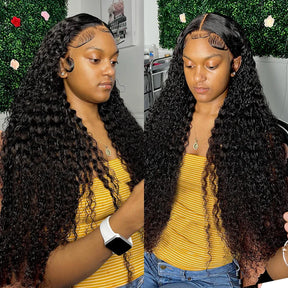 4x4 Lace Closure Perruques Cheveux Humains Brésilienne Deep Curly - Uwavy