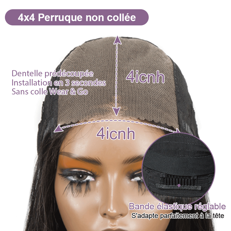 𝑼𝒘𝒂𝒗𝒚 𝑷𝒓𝒆𝒎𝒊𝒖𝒎 𝑳𝒊𝒏𝒆 Glueless Bob Couleur Mèches Ombre Marron/Noir 4×4 Perruque Sans Colle Bouclé