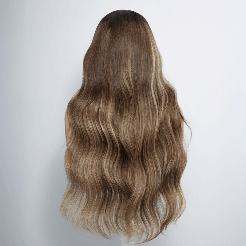 Brillance Naturelle Glueless 13×4 Highlight Perruque Sans Colle Ondulé 250% Densité