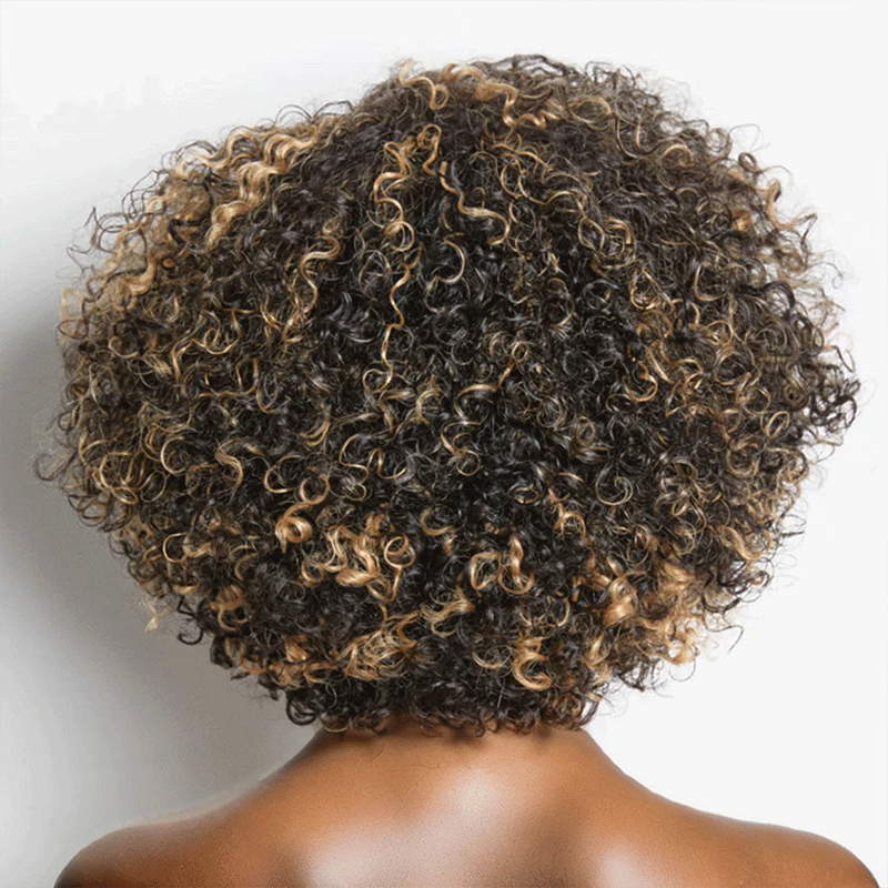 13x6 T Partie Dentelle Classique Blond Miel Highlight Bob Kinky Curly