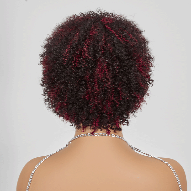 Glueless Afro Kinky Curly Courte Bob Perruque Pixie Sans Colle