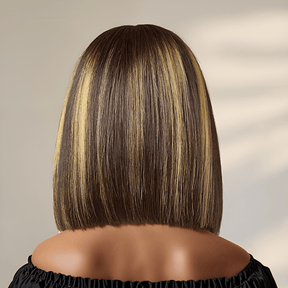 𝑼𝒘𝒂𝒗𝒚 𝑷𝒓𝒆𝒎𝒊𝒖𝒎 𝑳𝒊𝒏𝒆 13x4 Guleless Perruque Soyeuses Couche Bob Mèches Blondes Miel Lisse
