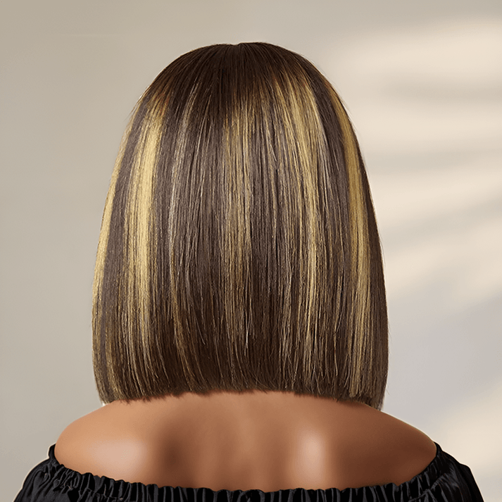 𝑼𝒘𝒂𝒗𝒚 𝑷𝒓𝒆𝒎𝒊𝒖𝒎 𝑳𝒊𝒏𝒆 13x4 Guleless Perruque Soyeuses Couche Bob Mèches Blondes Miel Lisse