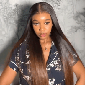 𝑼𝒘𝒂𝒗𝒚 𝑷𝒓𝒆𝒎𝒊𝒖𝒎 𝑳𝒊𝒏𝒆 Séparation Libre Glueless Couleur Ombre Brun 13x4 Perruque Sans Colle Lisse 250% Densité