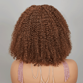 9x6 Glueless Brun Chocolat Bob Kinky Curly Perruque Sans Colle