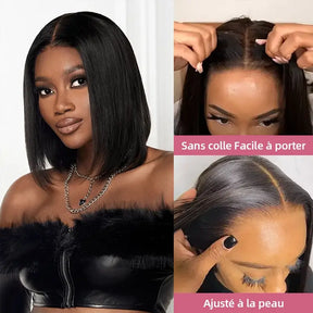 5X5 Glueless Bob Perruque Sans Colle Wear Go Cheveux Humains Lisse - Uwavy