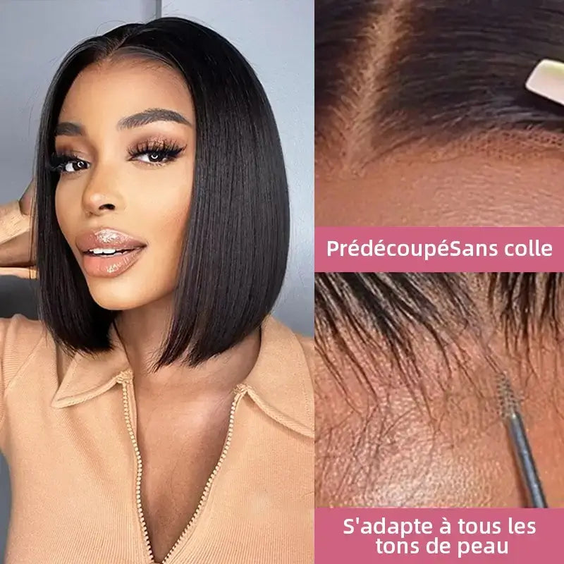 5X5 Glueless Bob Perruque Sans Colle Wear Go Cheveux Humains Lisse - Uwavy