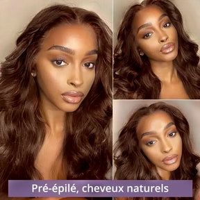 5X5 Glueless Brun Chocolat Perruque Sans Colle Wear Go Body wave - Uwavy